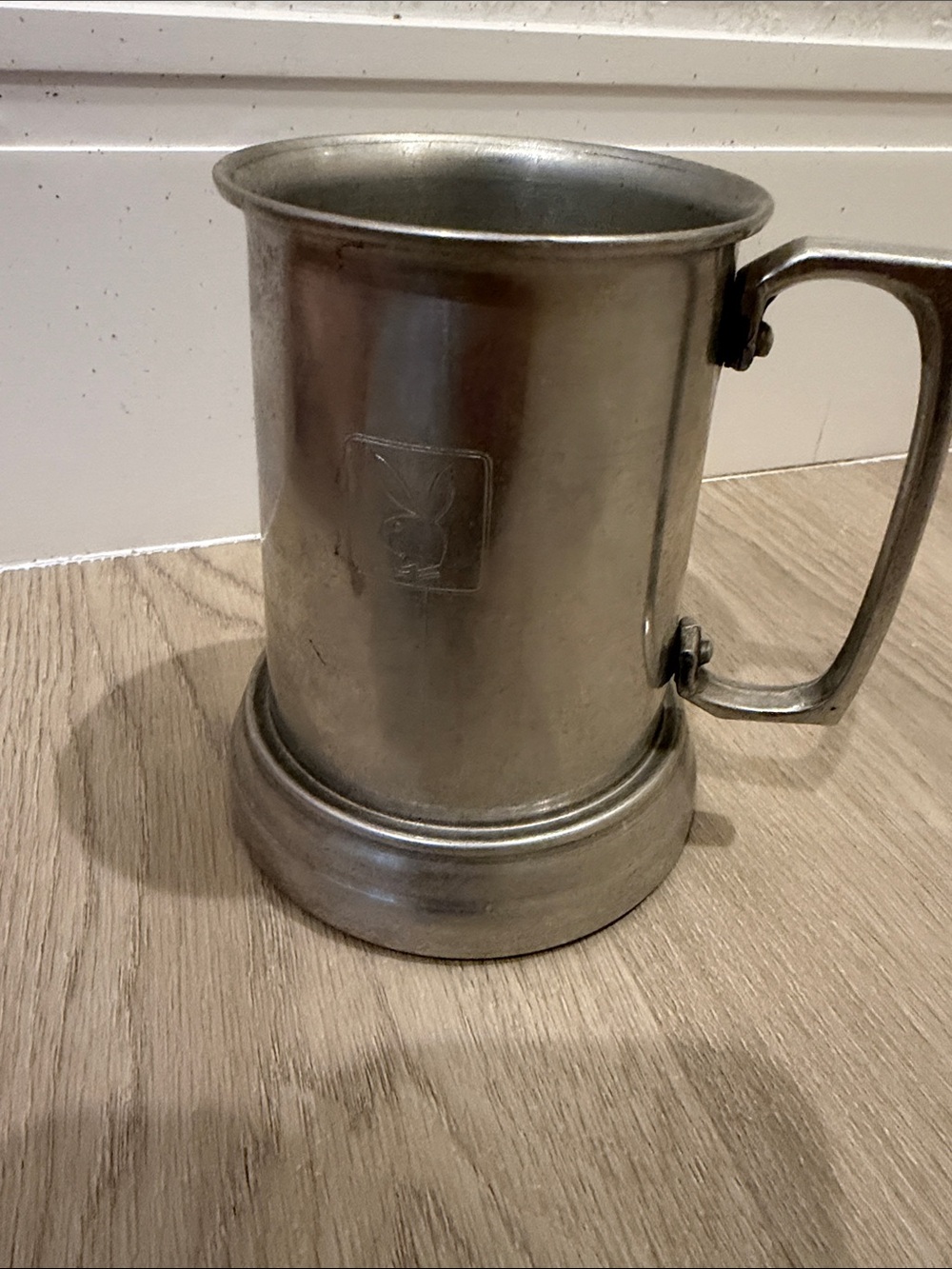 Vintage Metal Pewter-Style Tankard PLAYBOY Mug - Gray